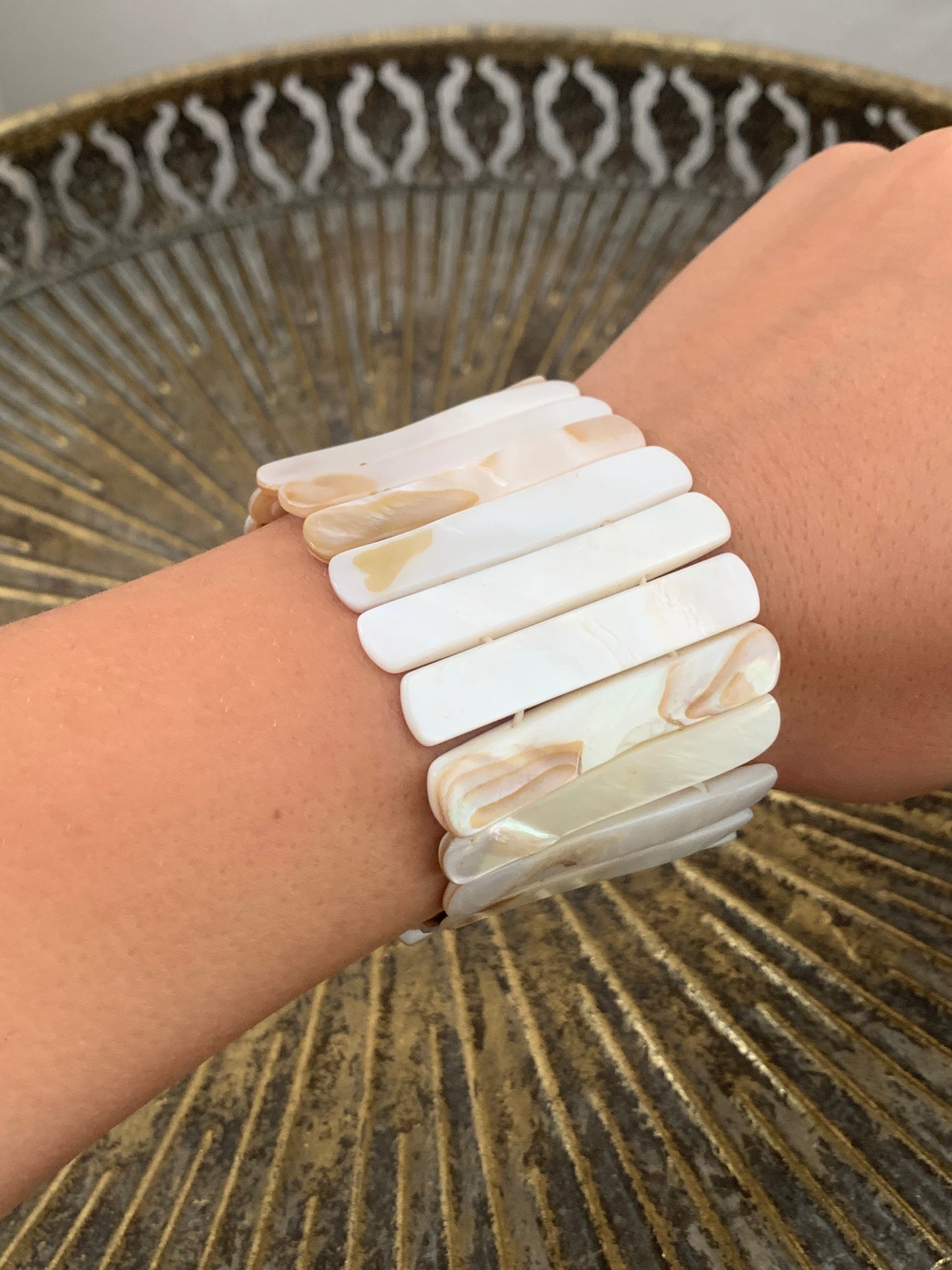 Vintage Shell Stretch Cuff Bracelet